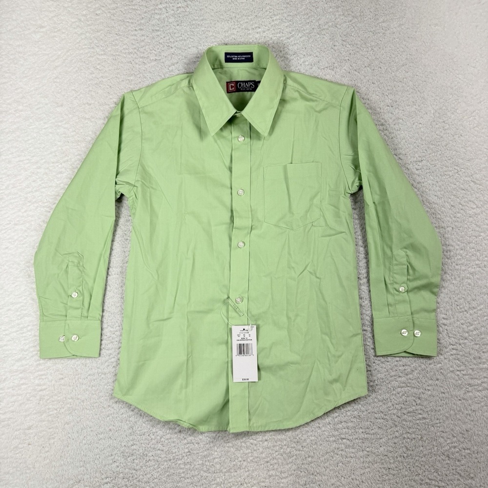 Chaps Boys 10 Dress Shirt Mint Green Long Sleeves New NWT Classy Dress Button